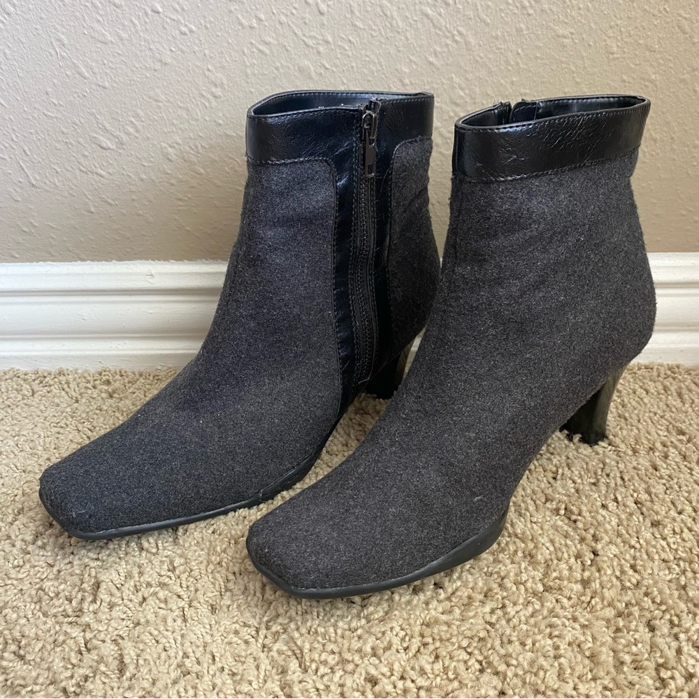 Aerosoles Gray Square Toe Heeled Booties